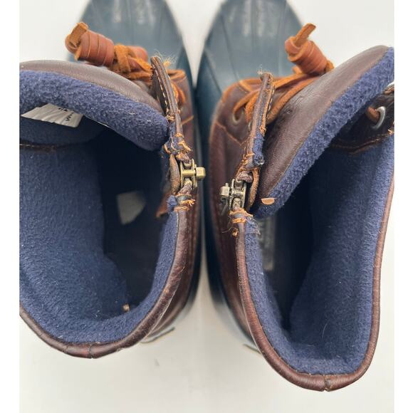 Sperry Saltwater Duck Boots Womens Size 7 Brown Leather Navy Rubber STS91175 - Picture 6 of 13
